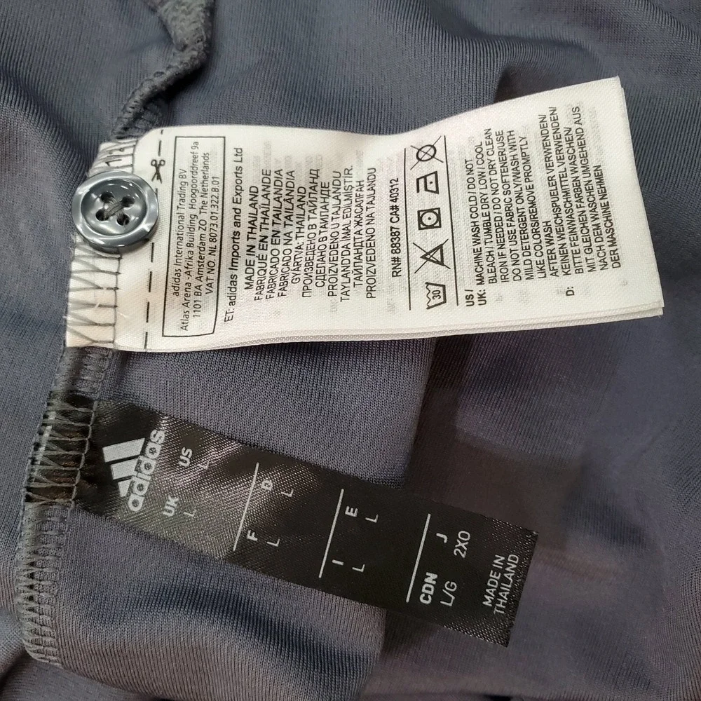 Adidas Men Polo Shirt Large‎ Gray Golf Logo Short Sleeve Collar Pullover